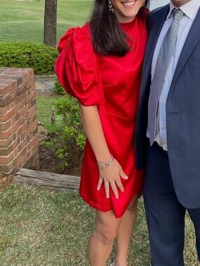 H&M Red Puff-Sleeve Mini Dress